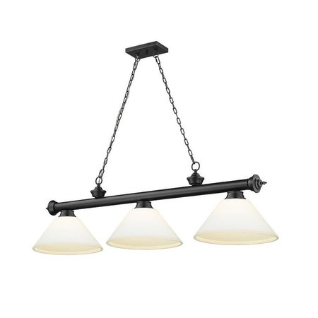 Z-LITE Cordon 3 Light Billiard, Matte Black & Matte Opal 2306-3MB-AMO14